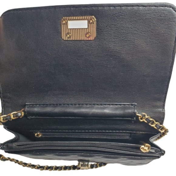 Women Black Quilted Purse Clutch Small Crossbody Shoulder Bag with Chain Strap. - Picture 9 of 10